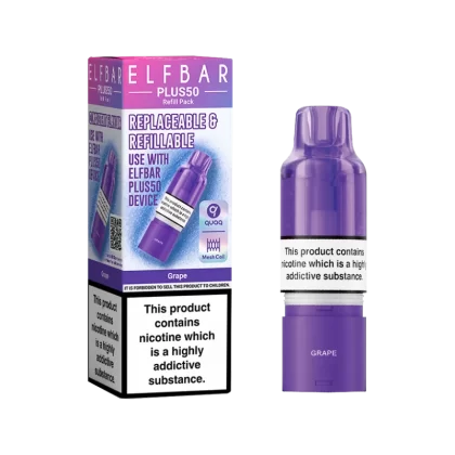 Grape ElfBar Plus 50 Refill Pack - 20mg - Vape Product (173A4B)