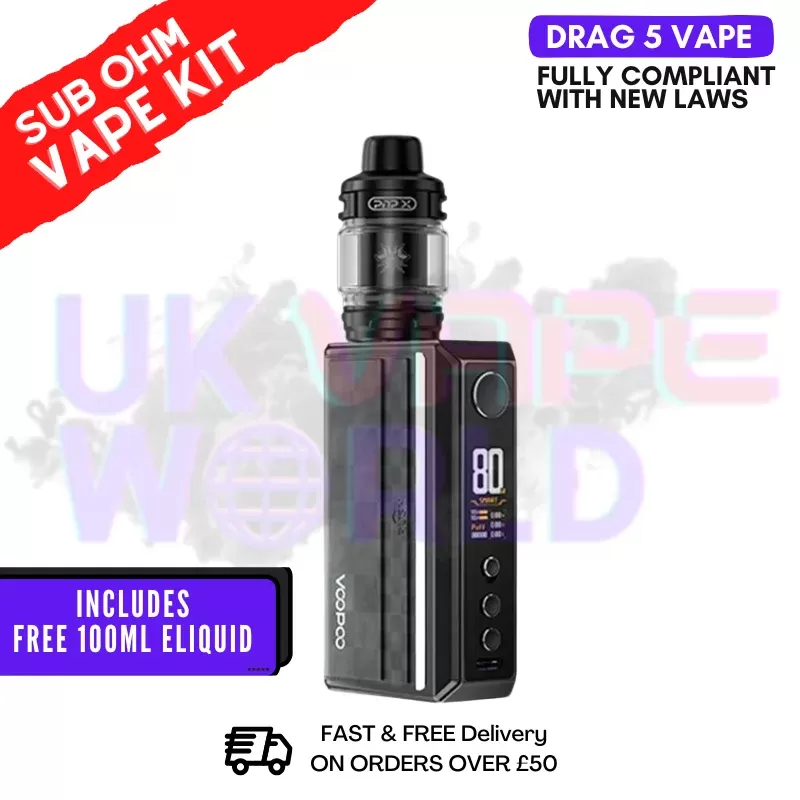 Black VooPoo Drag 5 Vape Kit | £41.99 + FREE LIQUID