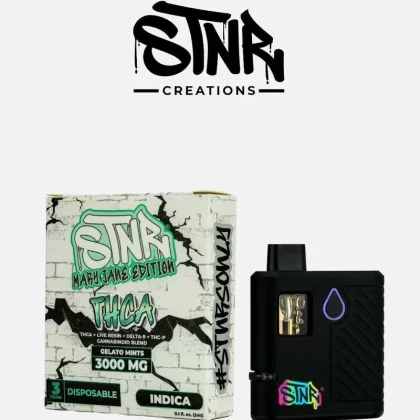 STNR Gelato Mints Mary Jane Blend Delta9/THCA/THCP Live Resin Disposable 3G - Ejuicewarehouse