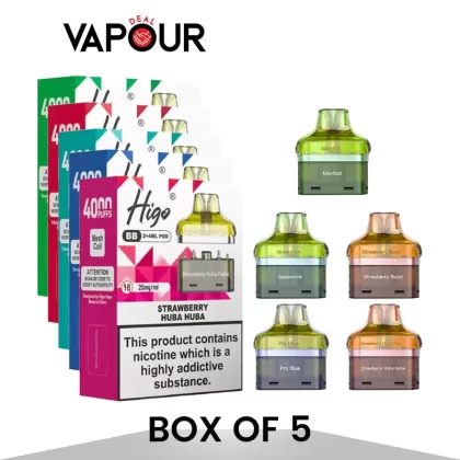 Higo BB 4000 Puffs Prefilled Pods - Box of 5 - Strawberry Cherry Cranberry