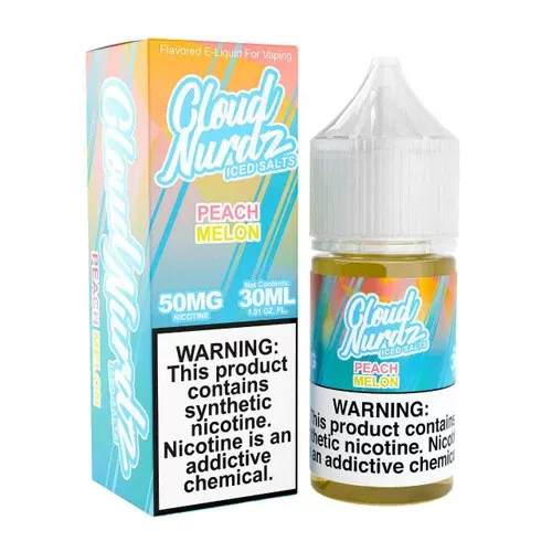 Cloud Nurdz Salts Iced Peach Melon Synthetic Nicotine 30ml E-Juice