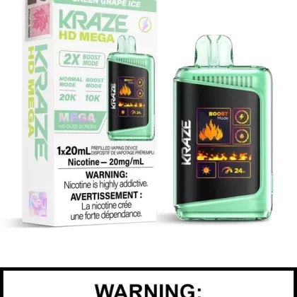 Green Grape Ice Kraze HD Mega Disposable Vape