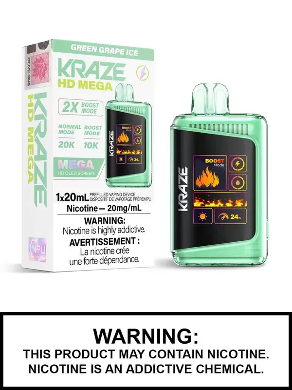 Green Grape Ice Kraze HD Mega Disposable Vape