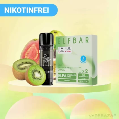 ELFBAR ELFA Pods Kiwi Passion Fruit Guava 0mg – 2er Pack - Elf Bar / Glycerin / Cooling Agent / Linalool / Propylenglykol / Aromastoffe / Nikotinfrei