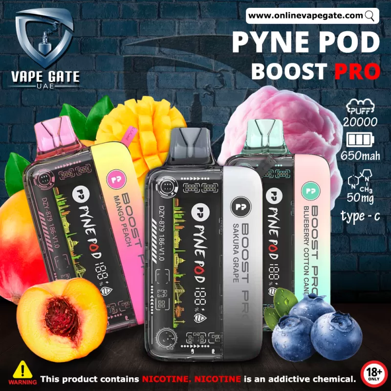 Pyne Pod Boost Pro - Rechargeable Disposable Vape (20,000 Puffs) - Mango Peach / 50 mg