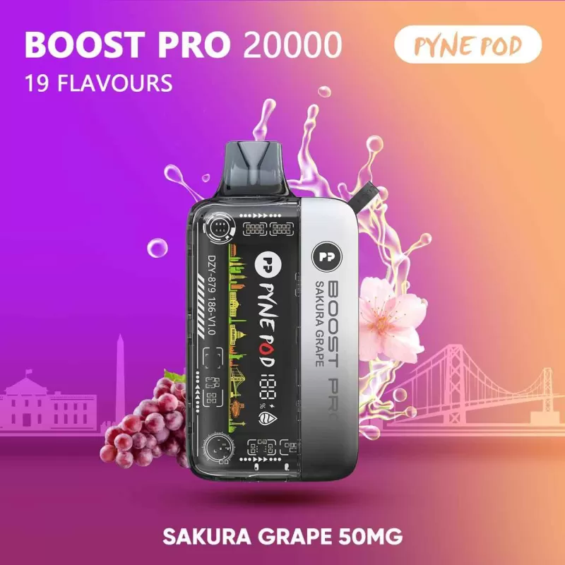 Pyne Pod Boost Pro - Rechargeable Disposable Vape (20,000 Puffs) - Mango Peach / 50 mg - Image 3
