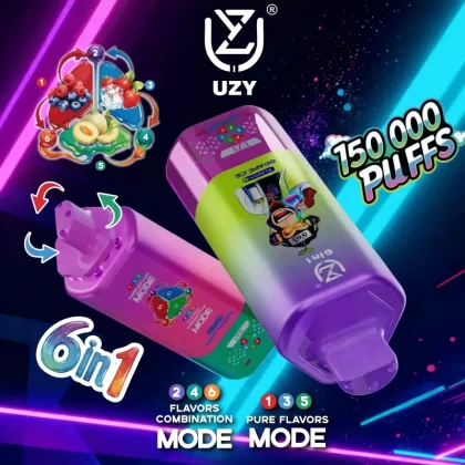 UZY 6 IN 1 150000 – 150K Puffs 0%/2%/3%/5% Nicotine 64ml Disposable Vape Wholesale Price - 150000 puffs; Vape Product, Vape Product; Blueberry Ice /Raspberry Lemon /Watermelon Bubblegum, Blu