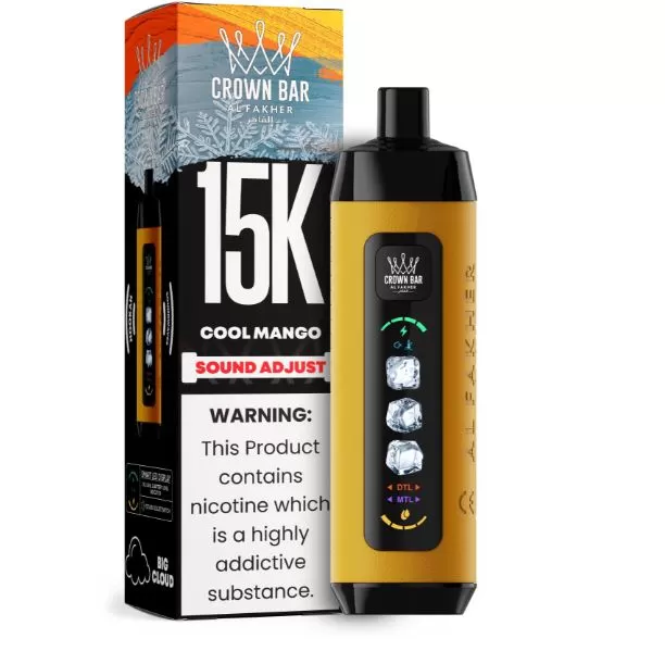 Al Fakher - Crown Bar Hypermax Ice Adjust Disposable Vape (15,000 Puffs) - Cool Mango / 5 mg - Image 3