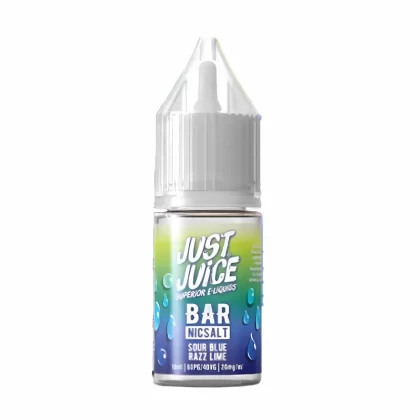 Just Juice Bar Sour Blue Razz Lime Nic Salt Vape Juice- 10 Pack - Strength 5mg