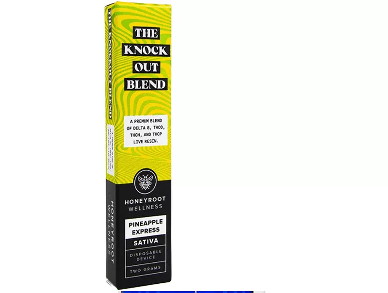 Sale $20.90 – Honeyroot Knock Out Blend Disposable | 2-Gram Delta-8/ THC-O/ THC-H/ THC-P/ Live Resin - Image 2