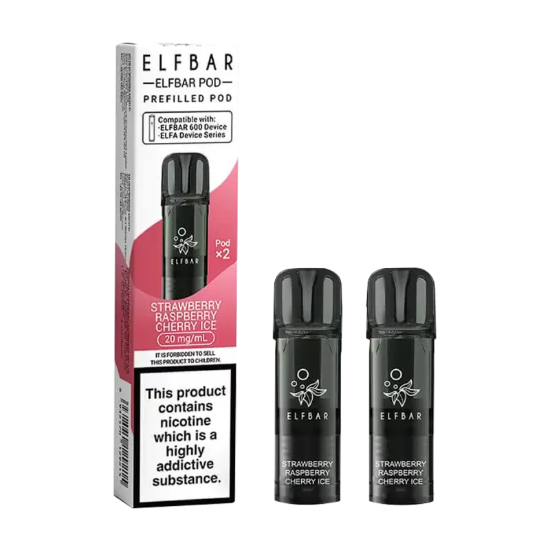 Strawberry Raspberry Cherry Ice Elfbar 600 Pods - Ecigwizard
