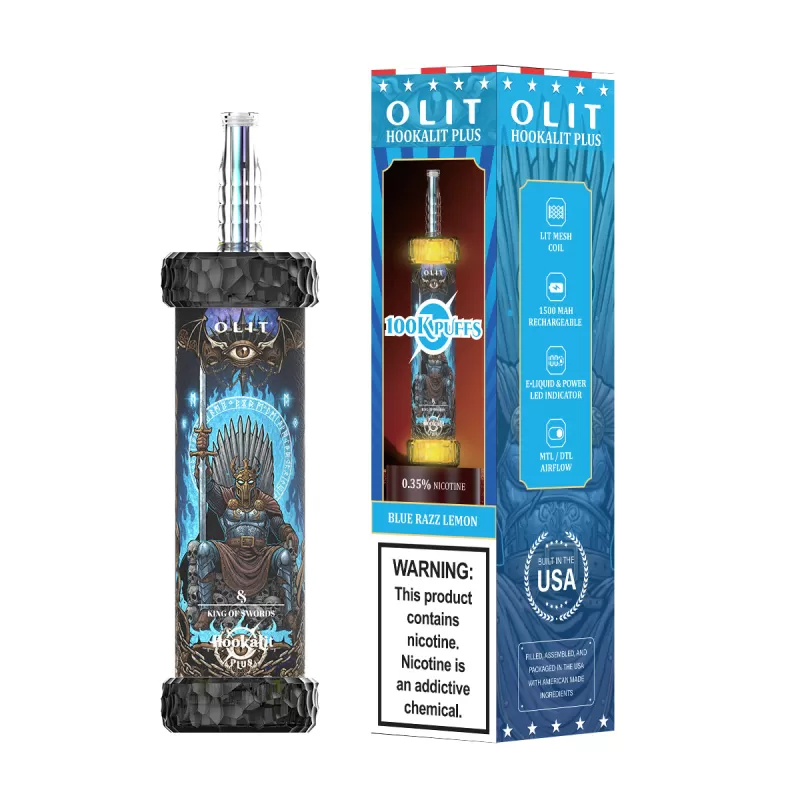Assembled in USA | OLIT HookaLit PLUS 100K Disposable E-Hookah - 100,000 Puffs - Apple Breeze π - Image 2