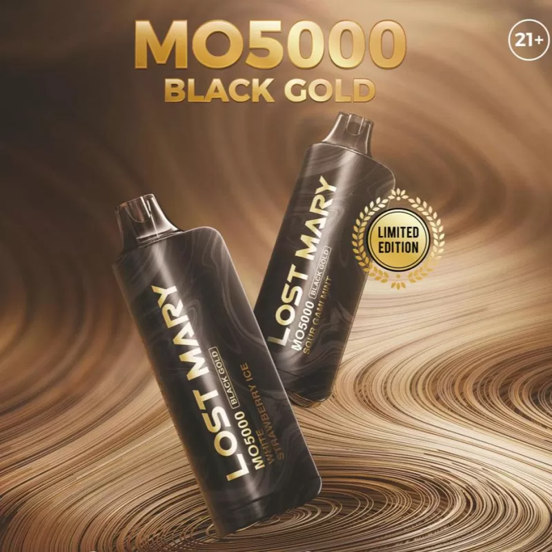 Lost Mary MO5000 Black & Gold Limited Edition Disposable Device – 5000 Puffs - Blackberry Cherry Lemon