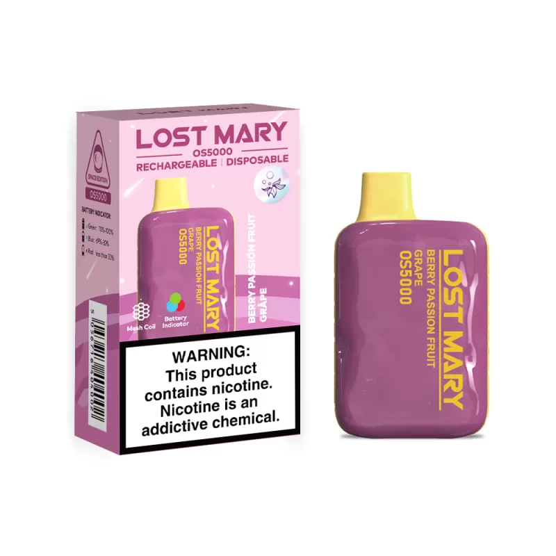 Lost Mary OS5000 Rechargeable Disposable Vape - Juicy Peach (Peach Ice) - Image 2