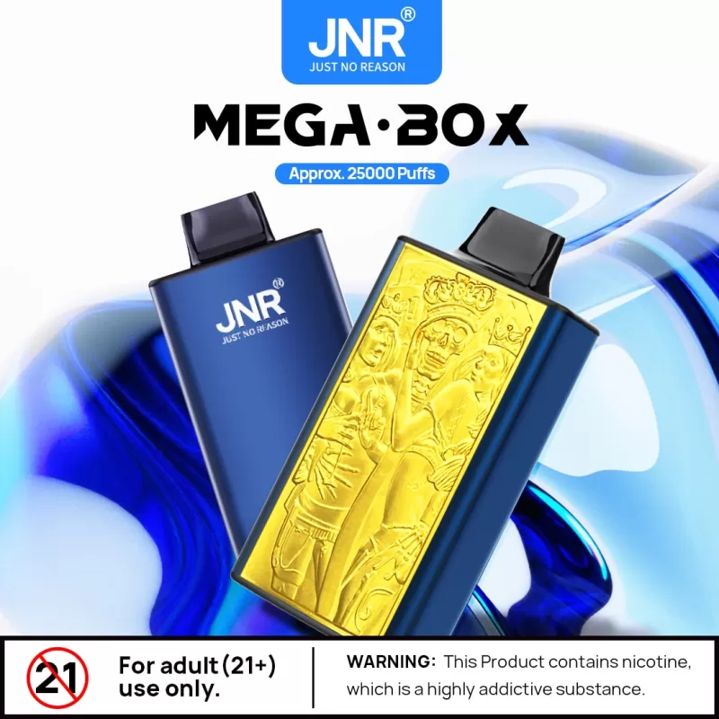 JNR Mega Box 25000 – 25K Puffs 30ml Dual Mesh Coil Disposable Vape Wholesale Price - 25000 puffs; Vape Product, Vape Product; Blue Razz Cherry, Blueberry bubblegum