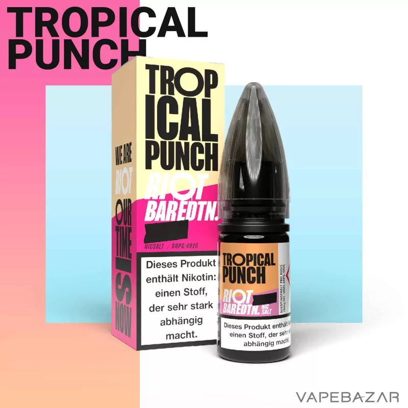 Riot Salt Bar Liquid – Tropical Punch - 20mg/ml, 10mg/ml; Riot Saltbar; Pfirsich, Drachenfrucht - Image 2