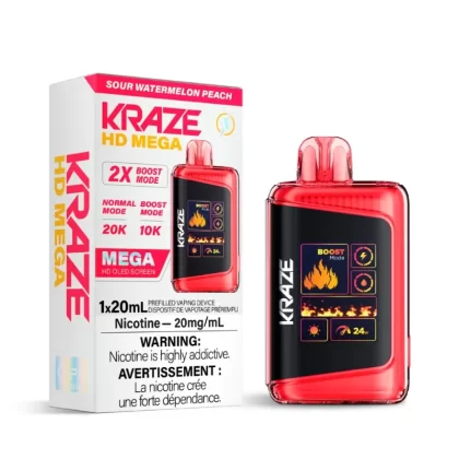 Kraze HD Mega Sour Watermelon Peach (20K Puffs) Disposable Vape - STRENGTH#20MG>20MG (ONT-TAX)