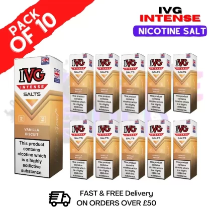 Vanilla Biscuit IVG Intense Nic Salt Box Of 10