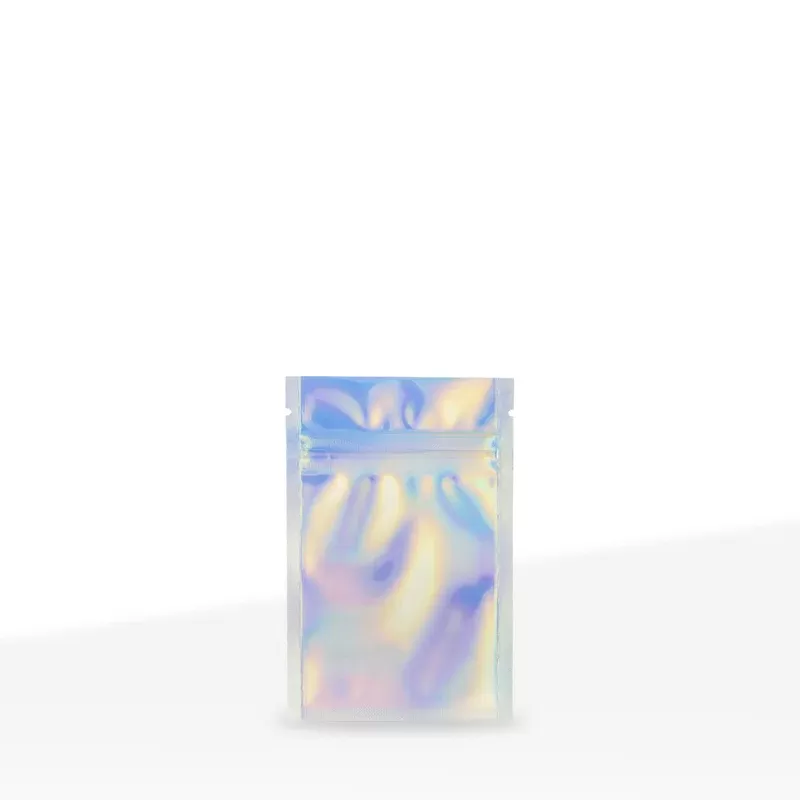 Tamper Evident | Holographic Vista Mylar Bags – Tear Notch | 3″ x 4.5″ – 1g – 1000 Count