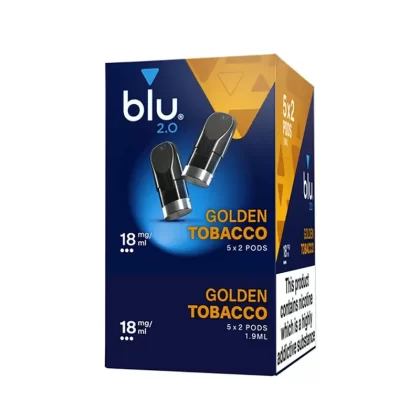 Blu 2.0 Golden Tobacco E Liquid Pods – 5 Boxes - Nicotine Strength#18mg>9mg (0729AE)