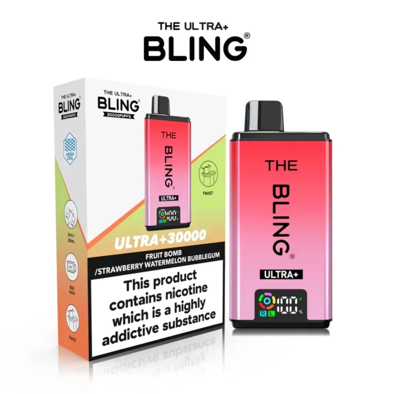 The Crystal Bling Ultra Plus 30K Prefilled Pod Kit - Strawberry Kiwi/Strawberry Watermelon - Image 2