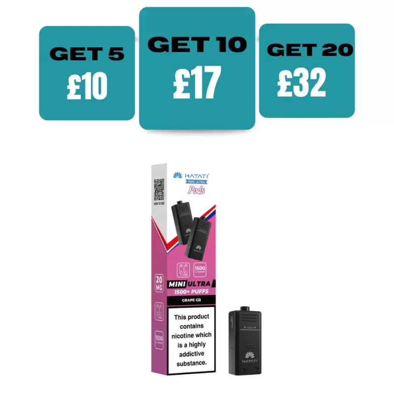 Pack of 2 Hayati Mini Ultra 1500 Prefilled Pods (2x750 Puffs) - Blackcurrant Lemonade
