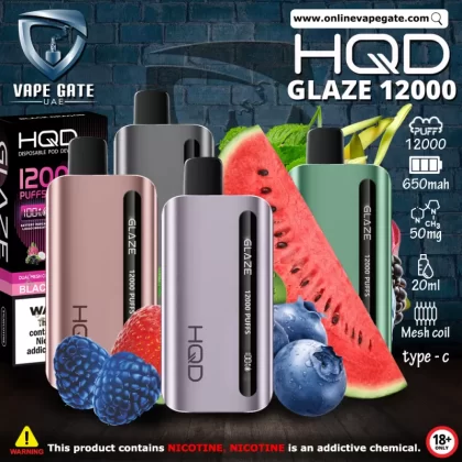 HQD GLAZED RECHARGEABLE DISPOSABLE VAPES (12,000PUFFS) - Triple Berry