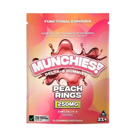 Munchies Delta 8 Peach Rings | 250mg - Vape Store