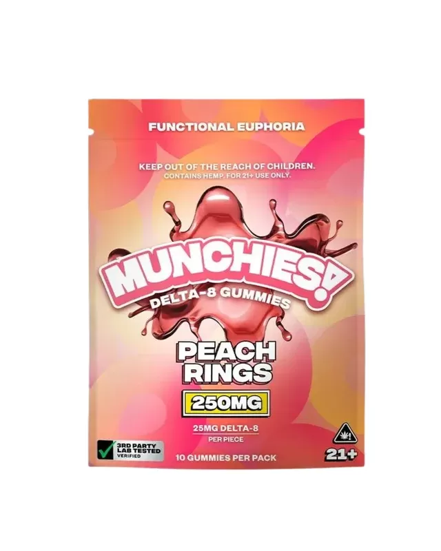 Munchies Delta 8 Peach Rings | 250mg - Vape Store