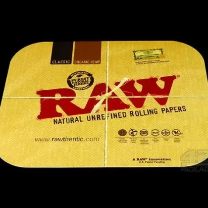 RAW | Logo Magnetic Rolling Tray Cover | 7in x 5in – Mini – Metal - Vape Store