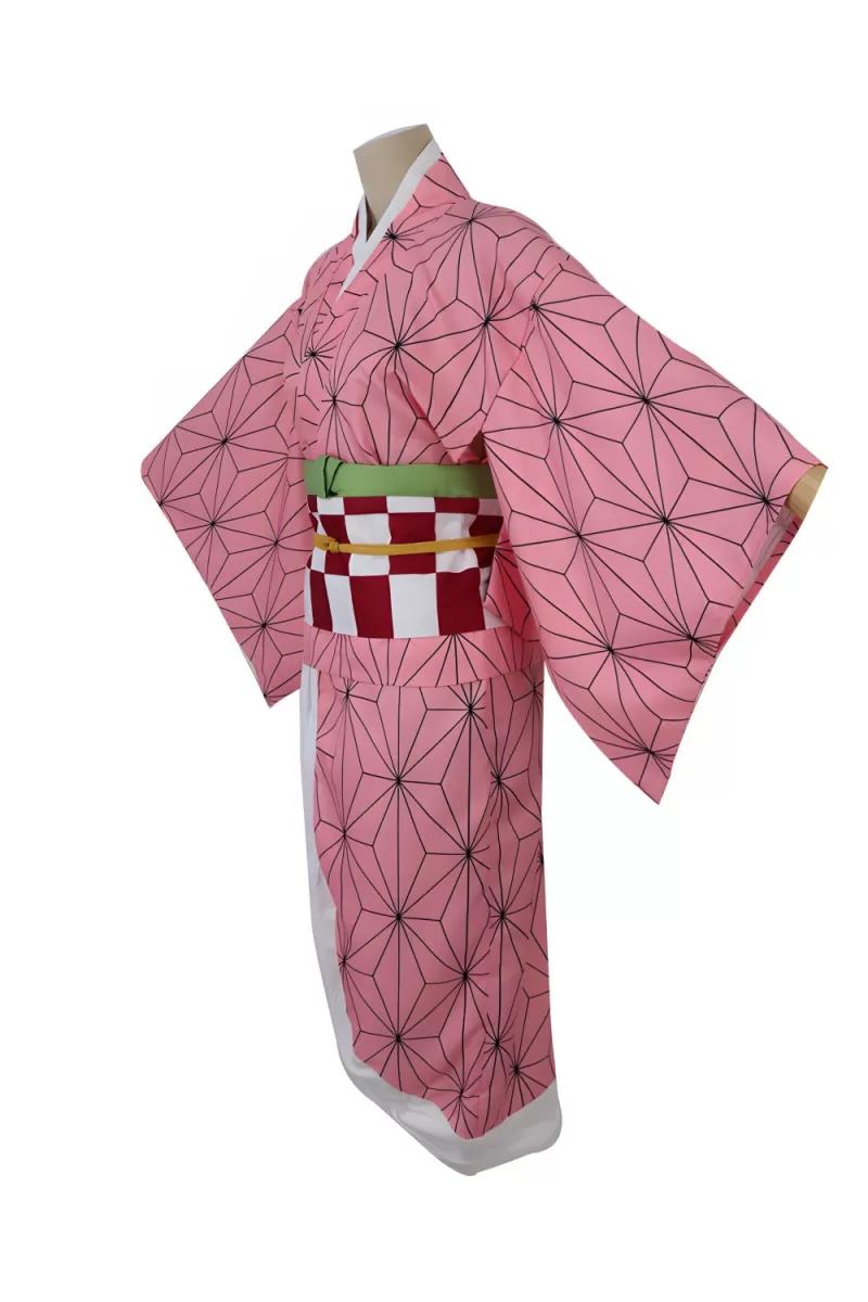 Pink Kimono Demon Girl Kamado Nezuko Cosplay Costume - Bamboo Muzzle Outfit - Image 3