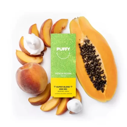 Puffy Delta 9 THC + HHC Super Blend Disposable – 2g - Strain#Cream Pie - Indica>Watermelon Cream - Indica>Girls - Indica>Heaven’s King - Indica>Peach Rosin - Hybrid