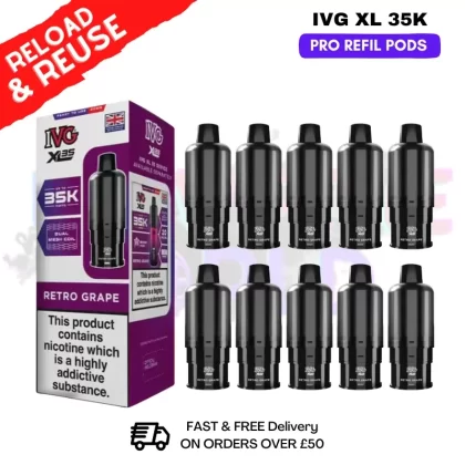 Retro Grape IVG XL 35K Replacement Pods Box Of 10