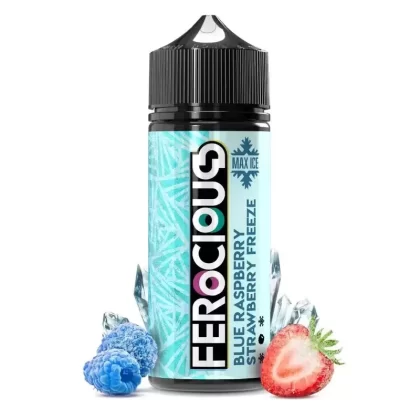 Ferocious Max Ice 50/50 Shorfill 100ml Vape Juice - Blue Raspberry Strawberry Freeze, Fruit Bomb Freeze