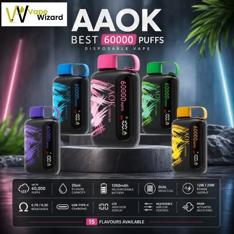 AAOK 60k Puffs Disposable Vape in the UAE - AKBULL, Blue Razz (54B5F1)