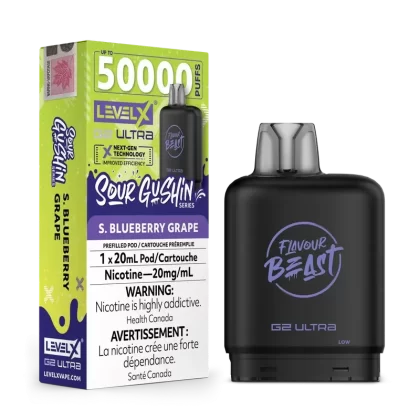 Sour Gushin Blueberry Grape by Level X Flavour Beast G2 Ultra 50K - Vape Product (0158AD)