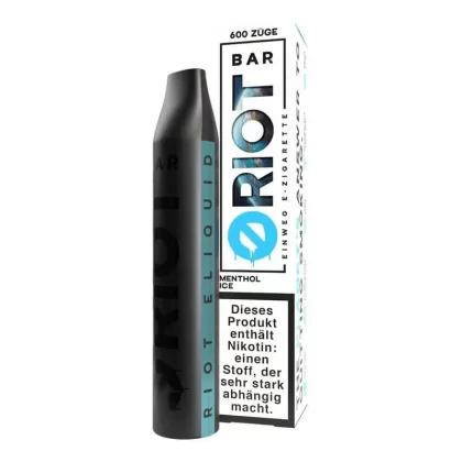 RIOT BAR – Menthol Ice - Riot Bar / Menthol / Ice / Propylenglykol / Aromastoffe / Glycerin / Nikotinsalicylat / 20mg/ml / 500 mAh / ca. 600