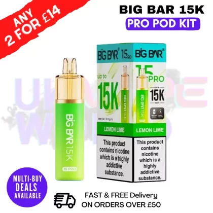 Lemon Lime Big Bar 15K Prefilled Pod Kit – £7.89