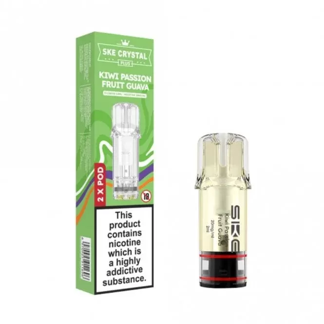 SKE Crystal Plus Kiwi Passion Fruit Guava Nic Salt E Liquid Pods – Crystal Plus (2 x 2ml)