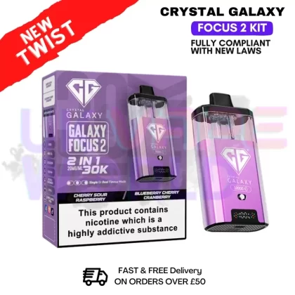 Cherry Sour Raspberry Crystal Galaxy 30K Focus 2 Puff Kit - Ecigpremium