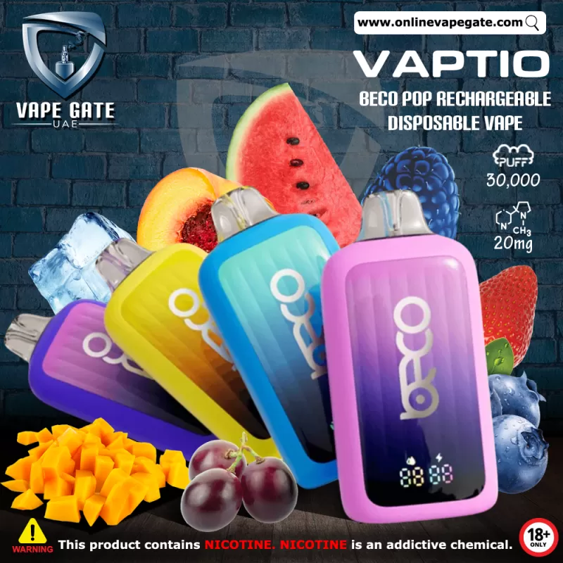 Vaptio Beco Pop Rechargeable Disposable Vape (30,000 Puffs) - Mango Peach / 20 mg