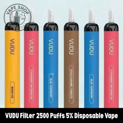 VUDU Filter 2500 Puffs 5% Disposable Vape - Black Mamba, Blue Raspberry; BOX OF 10 PCS