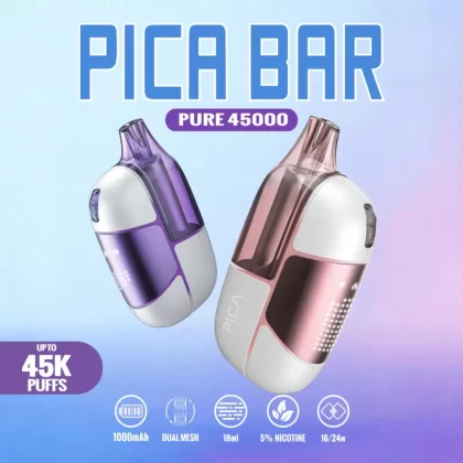 Assembled in USA | PICA BAR “Pure” 45K Puff Disposable Device - 45,000 - New in Box / Juicy Peach