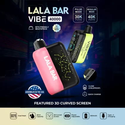 Assembled in USA | LALA BAR Vibe 40K Puff Disposable Device - TEXAS COMPLIANT VERSION - Lone Star Watermelon