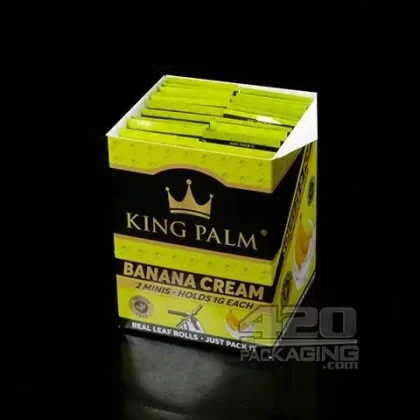 KING PALM | ‘Retail Display’ Natural Leaf Mini Rolls Blunt Wraps | 85mm – Banana Cream – 20 Count