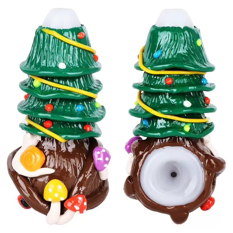 Shroom Xmas Tree Enamel Resin Sculpted Glass Spoon Pipe – 5