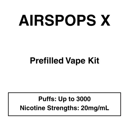 Airspops X – Prefilled Vape Kit – 20mg/mL Nicotine