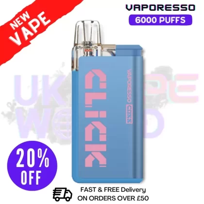 Blueberry sour Raspberry Vaporesso 6K Coss Click Disposable Kit – ONLY £8.99
