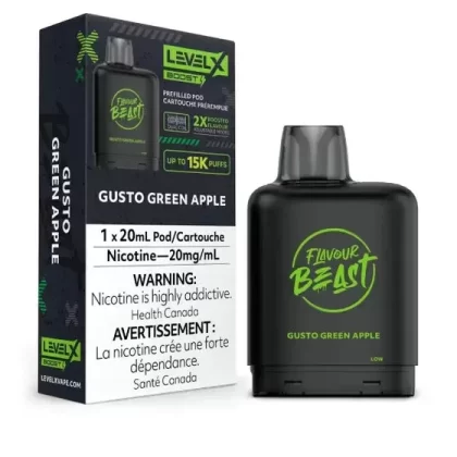 Level X Flavour Beast BOOST Pod 20mL – Gusto Green Apple – 15K Puffs