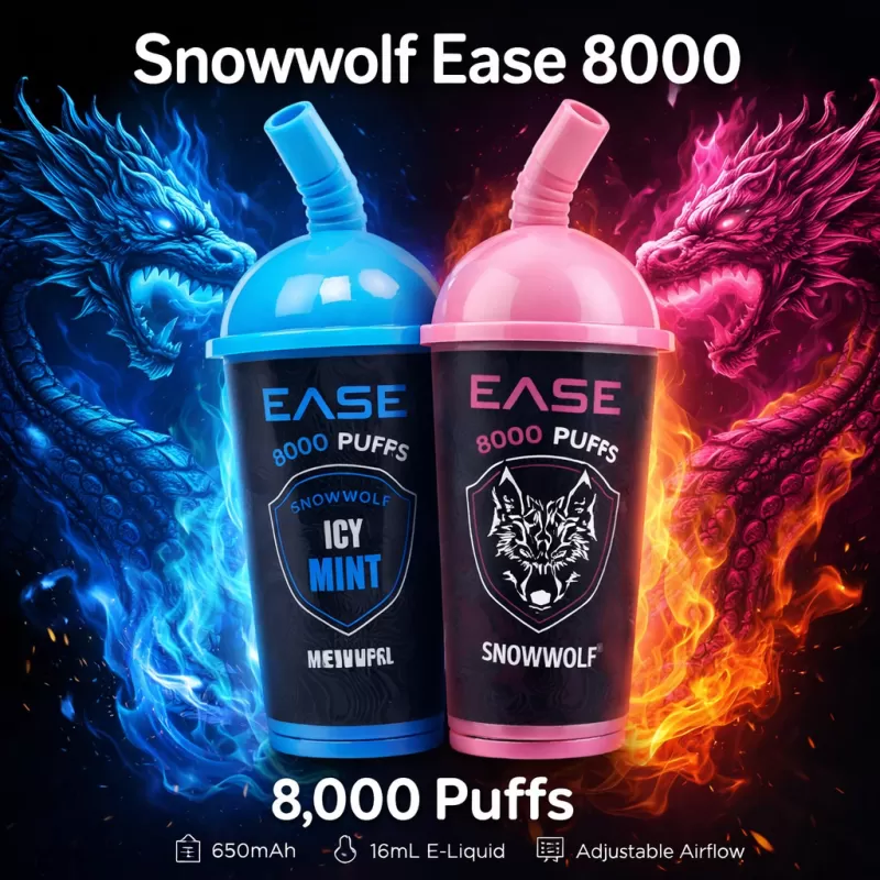 Snowwolf Ease 8000 - Strawberry Ice Cream / 0% - Vapeciga - Image 2